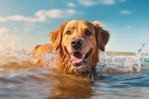 Happy dog with owner in Fort Worth